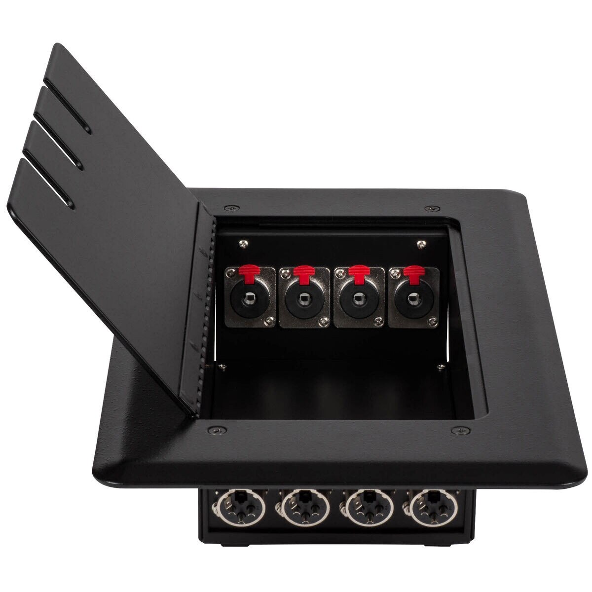 Flip Up Stage Box with Four XLR Female and Four 1/4" TRS Female Jacks